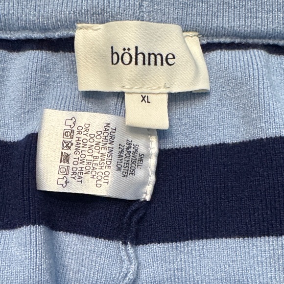 BOHME Joey Striped Wide Leg Pants in Navy Size XL Worn Once - Picture 9 of 9